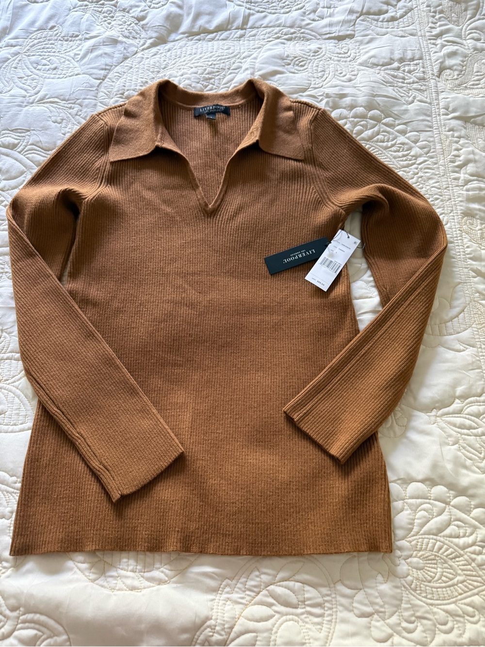 Liverpool Rib-Knit Polo Sweater - Women NWT